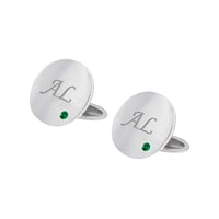 Zlaté manžetové gombíky s gravírom a smaragdmi Galaxy