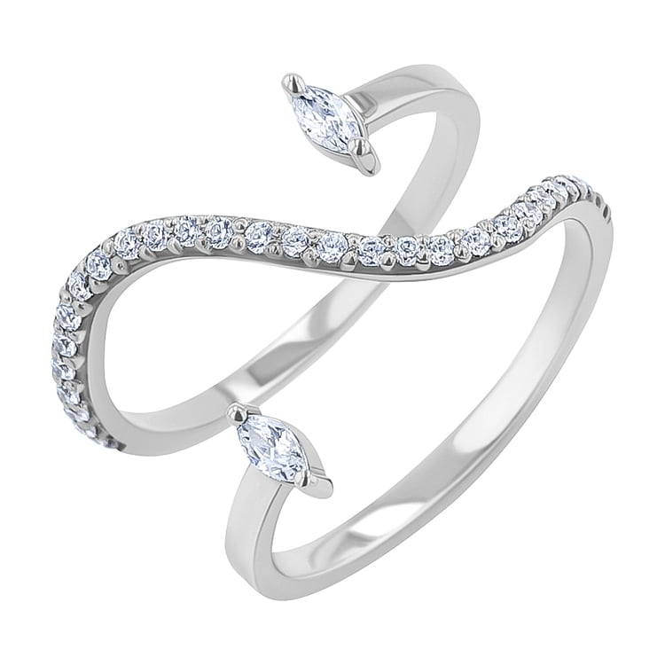 Atypický prsteň s moissanitmi Rishi