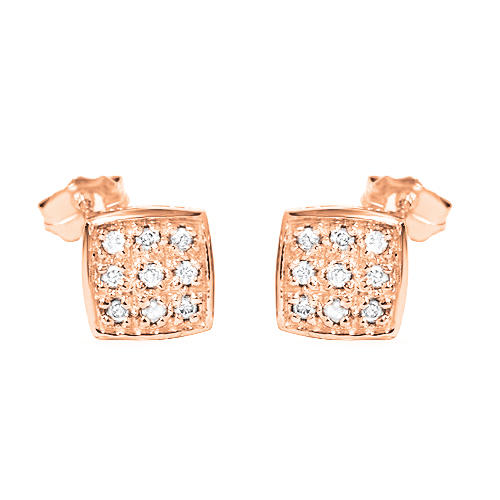 Náušnice z ružového zlata s diamantmi 8890