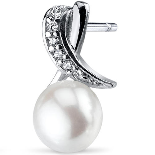 Perlové strieborné náušnice so zirkónmi 3752