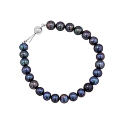 Zlatý náramok s čiernymi 7 - 7.5 mm perlami Liuva