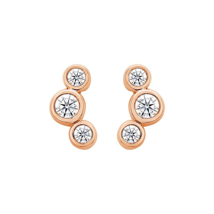 Moderné zlaté náušnice s guľatými diamantmi Ebba 160174