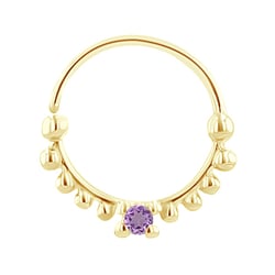 Zlatý septum piercing s ametystom Safi