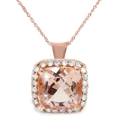 Morganitový náhrdelník s diamantmi z ružového zlata