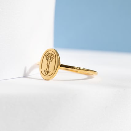 Strieborný oválny prsteň s gravírom ruže Malý princ