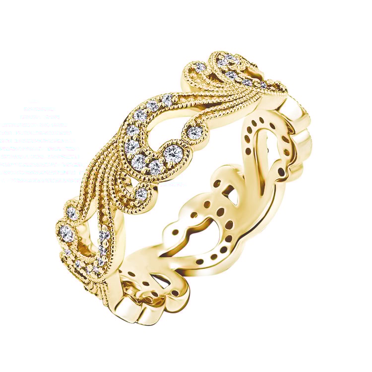 Zlatý vintage eternity prsteň s diamantmi a pánsky plochý prsteň Clementine 139148