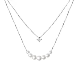 Dvojitý náhrdelník so zirkónom a perlami Marino