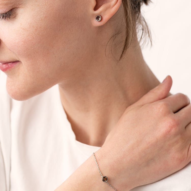 Strieborné bezel náušnice so záhnedou Sontre 122382