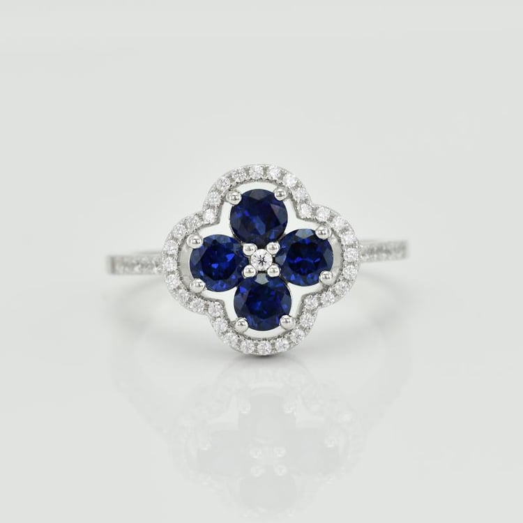 Strieborný prsteň so zafírmi a zirkónmi Valens 16555