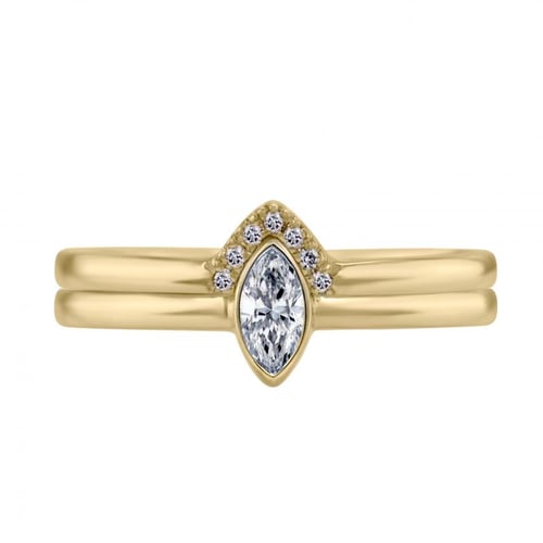 Zlatý zásnubný set prsteňov s marquise certifikovaným diamantom Wiale