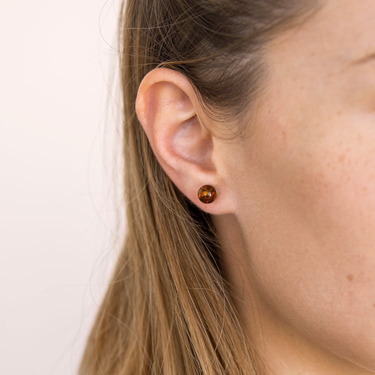 Jantárové guličkové 7mm náušnice zo striebra Carmel 107881