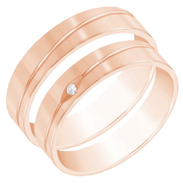 Snubné prstene z ružového zlata a diamantom 60790