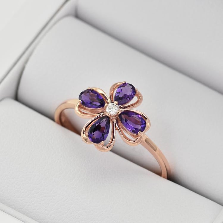 Zlatý ametystový prsteň 26537