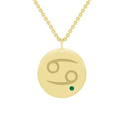 Zlatý prívesok so znamením a smaragdom Rak