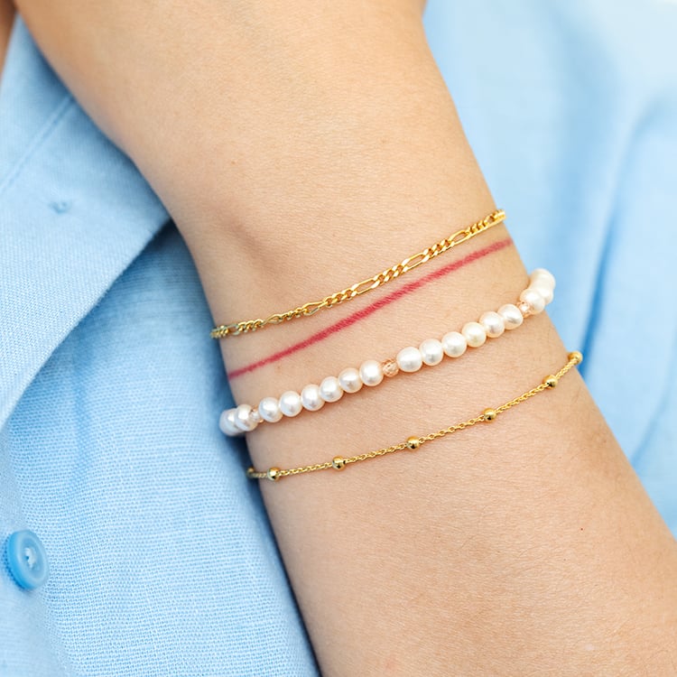 Strieborný perlový náramok so zirkónmi Sissy 124506