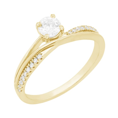 Atypický zásnubný prsteň s postrannými diamantmi Haearn