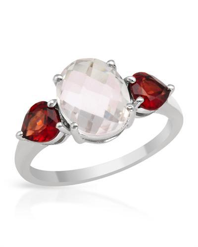 Strieborný prsteň s krištáľom a granátmi