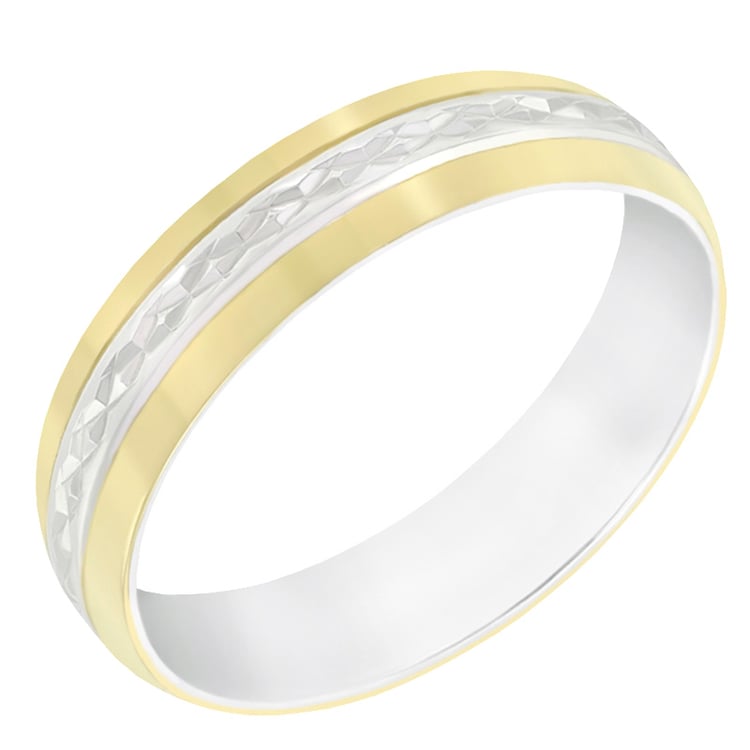 Pánsky dvojfarebny snubný prsteň 60624