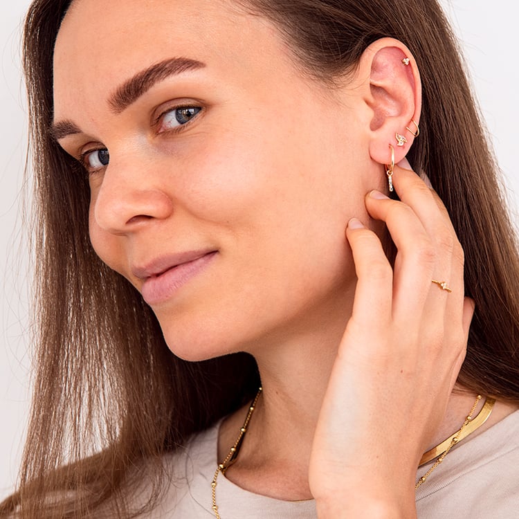 Zlatá piercing náušnica s akvamarínmi Rossi 124515