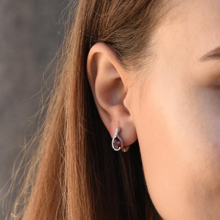 Náušnice s rubínmi a zirkónmi 49305