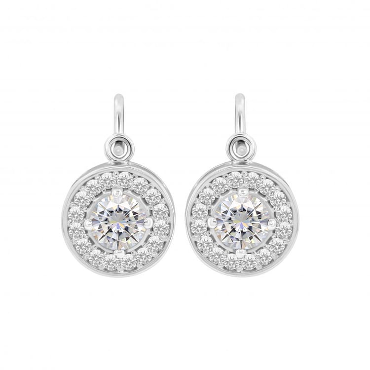 Visiace náušnice s moissanitmi a diamantmi Amadi 100143