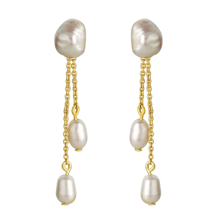 Pozlatená kolekcia šperkov s perlami Bouvet 100819