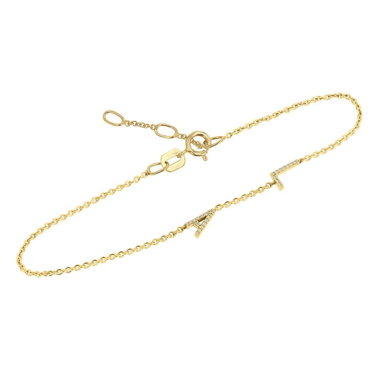 Náramok s 2 písmenkami a lab-grown diamantmi Ainslee