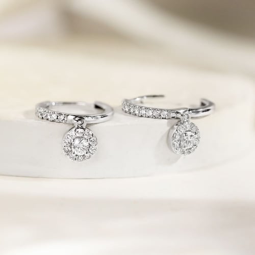 Zlaté kruhové náušnice s 0.09ct lab-grown diamantom Namita