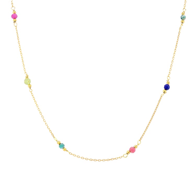 Strieborný pozlátený náhrdelník s drahokamovými korálkami Claudia