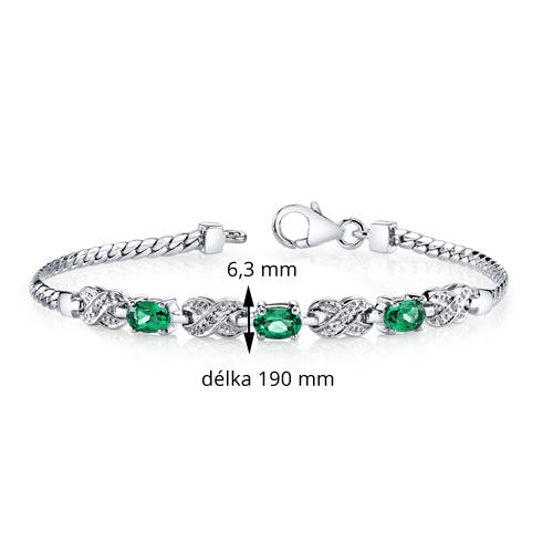 Strieborný náramok so smaragdmi 7129