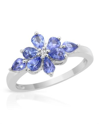 Strieborný prsteň s tanzanitmi a topásom Palatin