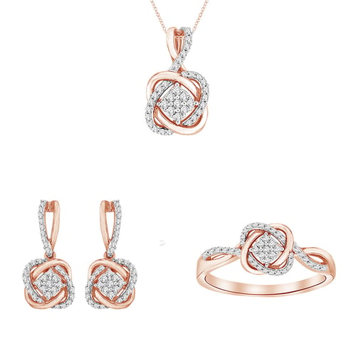 Zlatý set prepletaných šperkov s lab-grown diamantmi Emilis
