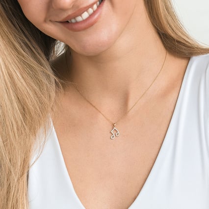 Zlatý prívesok s lab-grown diamantom v tvare noty Ariel