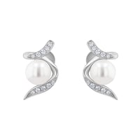 Perlové náušnice zo striebra so zirkónmi Carolita