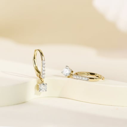 Zlaté visiací náušnice s 0.2ct lab-grown diamantom Sumaya