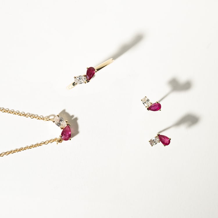 Náhrdelník Toi et Moi s rubínom a lab-grown diamantom Philou 134773