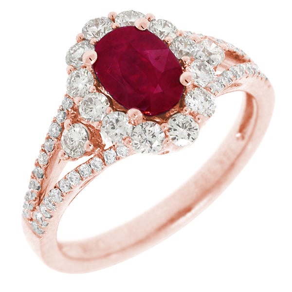 Luxusný zlatý prsteň s rubínom a diamantmi Lea 149723