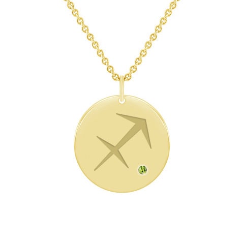 Strieborný prívesok so znamením a olivínom Strelec 103492