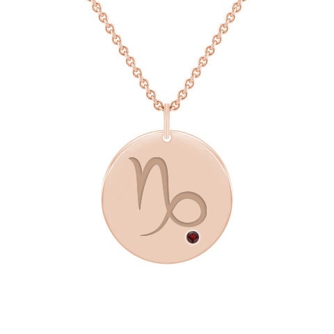 Strieborný prívesok so znamením a granátom Kozorožec 103452