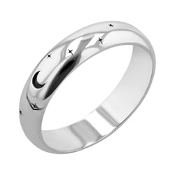 Svadobné obrúčky s gravírom hviezd a mesiaca Grove