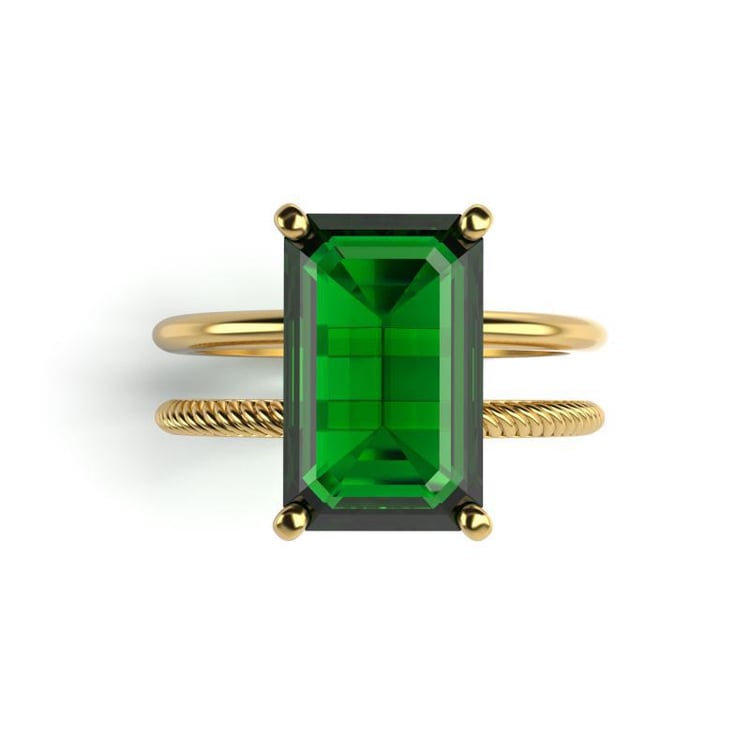 Prsteň zo žltého zlata so diopsidom 14090