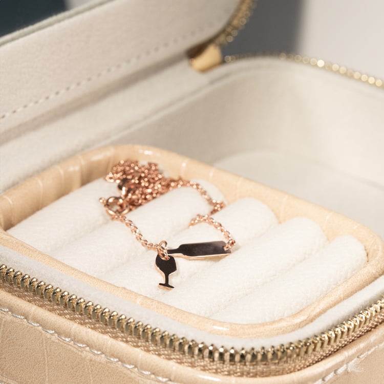 Náhrdelník s fľašou a pohárom vína Uva 135446