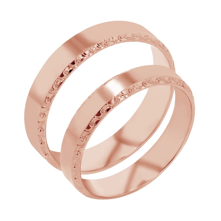 Zlaté svadobné obrúčky so zdobenými okrajmi Myron 113788