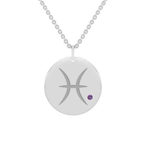 Strieborný prívesok so znamením a ametystom Ryby