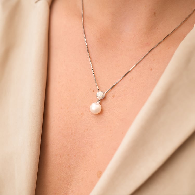 Strieborný perlový prívesok s lab-grown opálom Romney 142941