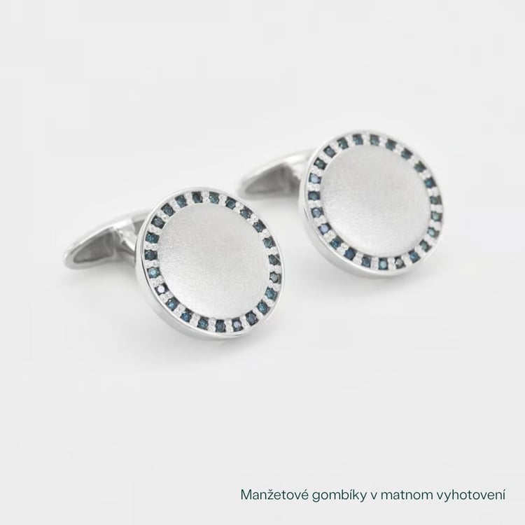Strieborné manžetové gombíky s modrými diamantmi Tanzy 165350