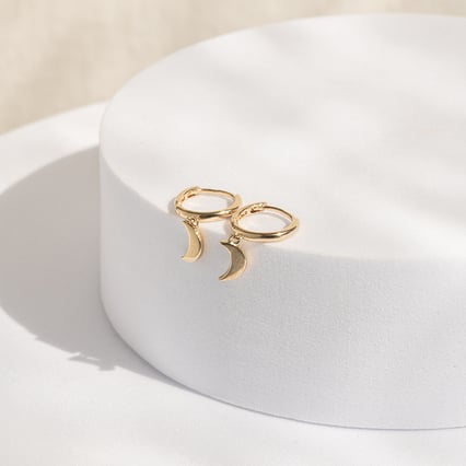 Strieborné kruhové náušnice s mesiačikmi Aibek