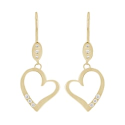 Zlaté visiace náušnice v tvare srdca s diamantmi Sahar
