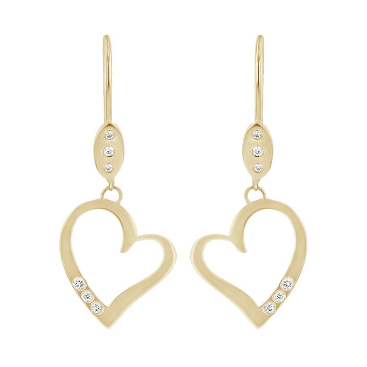 Zlaté visiace náušnice v tvare srdca s diamantmi Sahar 98425
