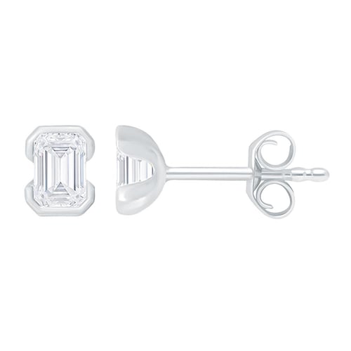 Minimalistické strieborné napichovacie náušnice s emerald diamantom Agata